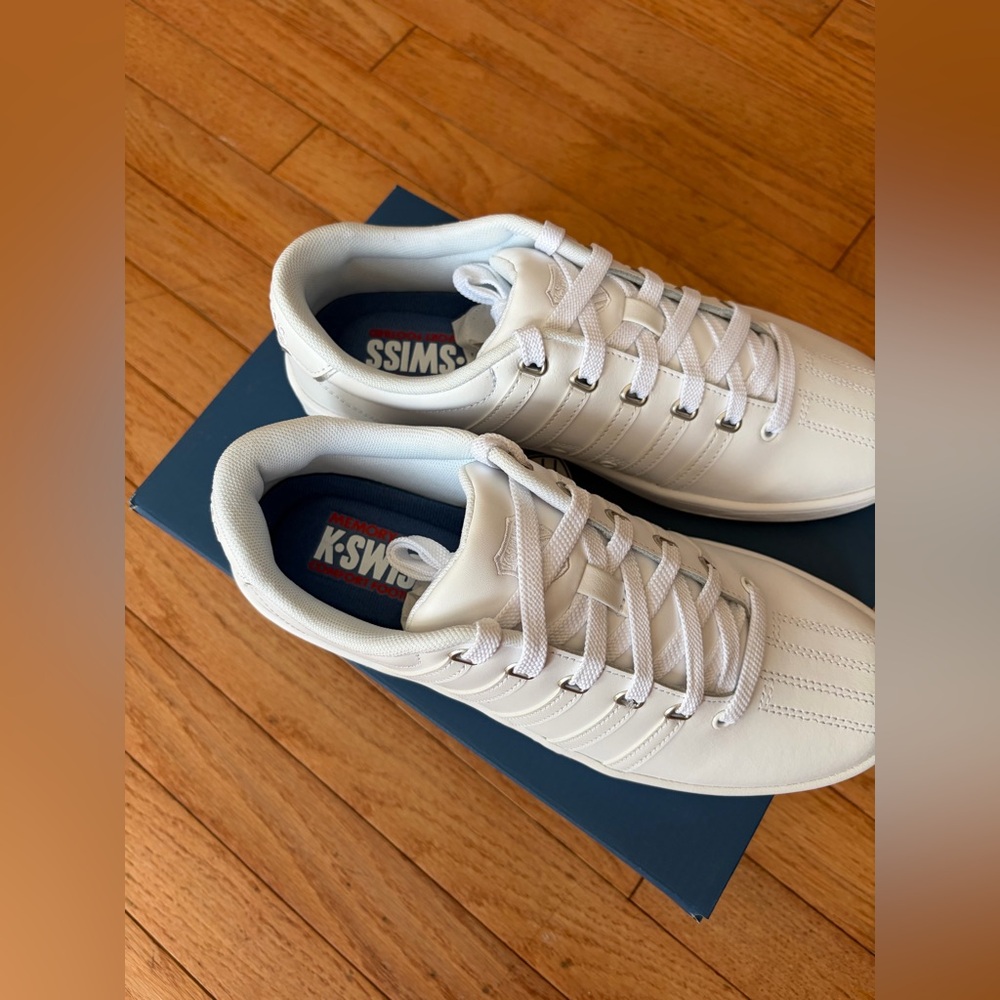 Men’s size 7.5 K-Swiss court pro II in white/silver - Picture 4 of 5